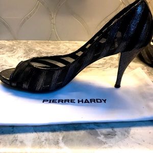 Pierre Hardy, Black/Silver Open Toe Heels